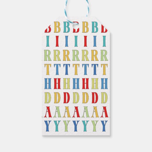 Kleurrijke Confetti grillige kalligrafie ballonnen Cadeaulabel (Achterkant)