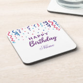 Kleurrijke Confetti Happy Birthday Bier Onderzetter (Linkerzijde)