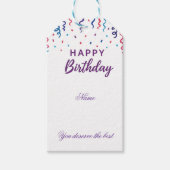 Kleurrijke Confetti Happy Birthday Cadeaulabel (Voorkant)