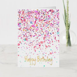 Kleurrijke Confetti Happy Birthday Gold Folie Wenskaart