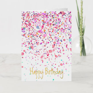 Kleurrijke Confetti Happy Birthday Gold Folie Wenskaart