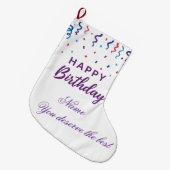 Kleurrijke Confetti Happy Birthday Grote Kerstsok (Voorkant (Hangend))