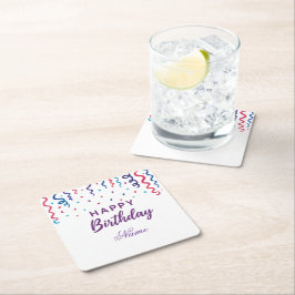 Kleurrijke Confetti Happy Birthday Kartonnen Onderzetters