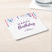 Kleurrijke Confetti Happy Birthday Kartonnen Onderzetters (Schuin)