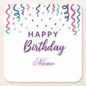 Kleurrijke Confetti Happy Birthday Kartonnen Onderzetters (Voorkant)