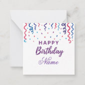 Kleurrijke Confetti Happy Birthday Notitiekaartje (Voorkant)