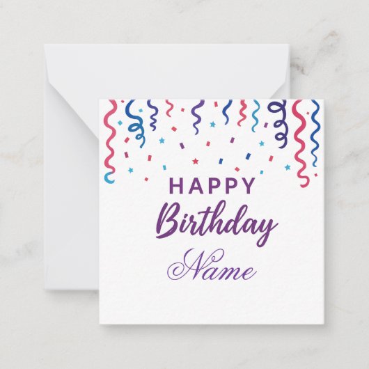 Kleurrijke Confetti Happy Birthday Notitiekaartje (Voorkant)
