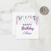 Kleurrijke Confetti Happy Birthday Notitiekaartje (Voorkant / Achterkant in situ)