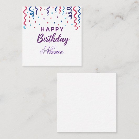 Kleurrijke Confetti Happy Birthday Notitiekaartje (Voorkant / Achterkant)