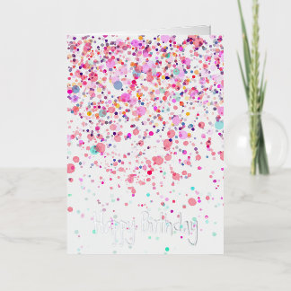 Kleurrijke Confetti Happy Birthday Silver Folie Wenskaart