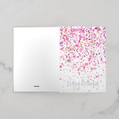 Kleurrijke Confetti Happy Birthday Silver Folie Wenskaart (Buiten Laag)