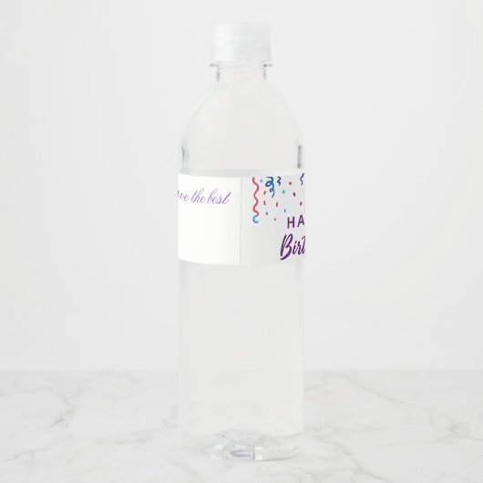 Kleurrijke Confetti Happy Birthday Waterfles Etiket (Achterkant)