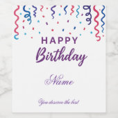Kleurrijke Confetti Happy Birthday Wijn Etiket (Enkel label)