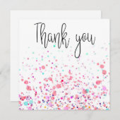 Kleurrijke Confetti Happy Pink Bedankkaart (Voorkant / Achterkant)