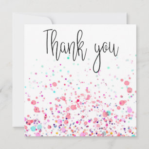 Kleurrijke Confetti Happy Pink Bedankkaart
