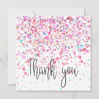 Kleurrijke Confetti Happy Pink Bedankkaart