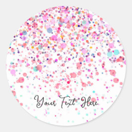 Kleurrijke Confetti Happy Pink Ronde Sticker
