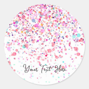 Kleurrijke Confetti Happy Pink Ronde Sticker