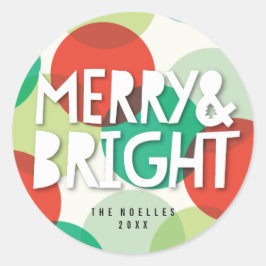 Kleurrijke Confetti Kerstvakantie Merry & Bright Ronde Sticker