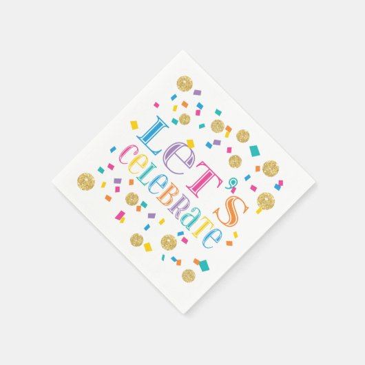 Kleurrijke Confetti Let's Celebrate Servet (Hoek)