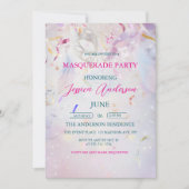 Kleurrijke Confetti Masquerade Party Verjaardag Kaart (Voorkant)