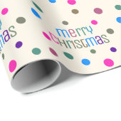 Kleurrijke Confetti "Merry Christmas" Typografie A Cadeaupapier (Rol Hoek)