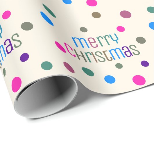 Kleurrijke Confetti "Merry Christmas" Typografie A Cadeaupapier (Rol Hoek)