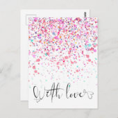Kleurrijke Confetti met liefde roze Briefkaart (Voorkant / Achterkant)
