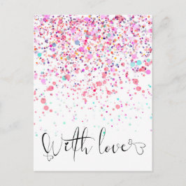Kleurrijke Confetti met liefde roze Briefkaart