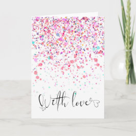 Kleurrijke Confetti met liefde roze verjaardag Kaart