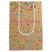 Kleurrijke confetti middelgrote cadeautas (Achterkant)