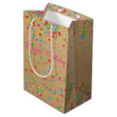 Kleurrijke confetti middelgrote cadeautas (Achterkant Gekanteld)