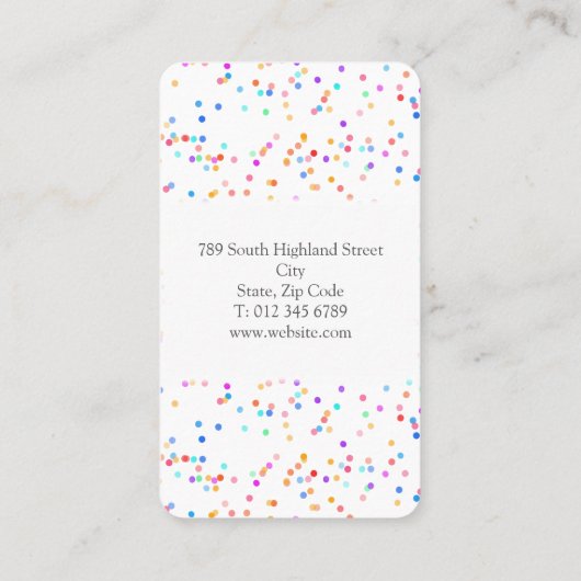 Kleurrijke Confetti moderne elegante bruiloft Visitekaartje (Achterkant)