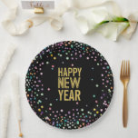 Kleurrijke Confetti Nieuwjaar Eve Party Papieren Bordje<br><div class="desc">Viel het nieuwe jaar in stijl! Dit ontwerp is voorzien van kleurrijke regenboogconfetti met gouden moderne lettertypen. Bewerk om te zeggen wat je wilt! Bekijk het volledige Colorful Confetti Nieuwjaar Eve collectie voor meer overeenkomende objecten!</div>