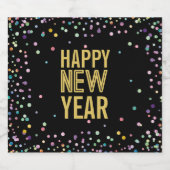 Kleurrijke Confetti Nieuwjaar Eve Party Sparkling Wijnetiket (Enkel label)