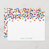 Kleurrijke Confetti Notitiekaartje (Voorkant / Achterkant)
