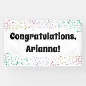 Kleurrijke Confetti op wit Gefeliciteerd Spandoek (Horizontaal)