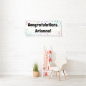 Kleurrijke Confetti op wit Gefeliciteerd Spandoek (Insitu)
