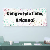Kleurrijke Confetti op wit Gefeliciteerd Spandoek (Beurs)