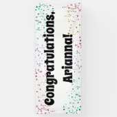 Kleurrijke Confetti op wit Gefeliciteerd Spandoek (Verticaal)