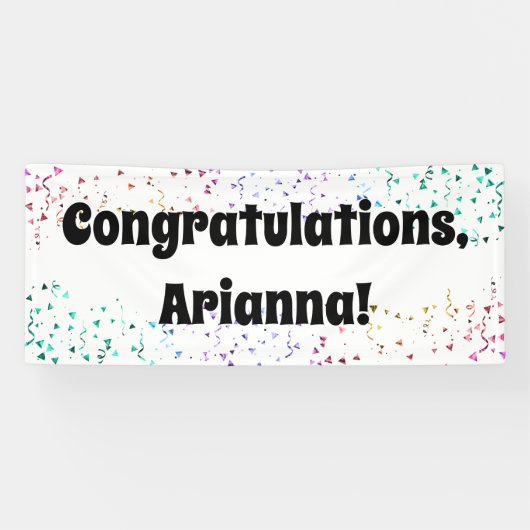 Kleurrijke Confetti op wit Gefeliciteerd Spandoek (Horizontaal)