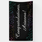 Kleurrijke Confetti op zwart Gefeliciteerd Elegant Spandoek (Verticaal)
