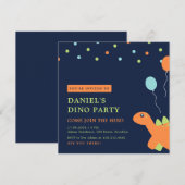 Kleurrijke Confetti Party Dinosaurus Verjaardag Kaart (Voorkant / Achterkant)