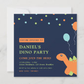 Kleurrijke Confetti Party Dinosaurus Verjaardag Kaart (Voorkant)