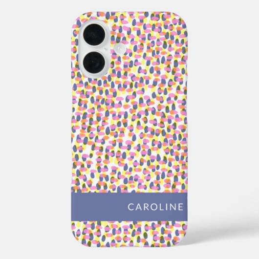 Kleurrijke Confetti Patroon Blauw Gepersonaliseerd Case-Mate iPhone Case (Achterkant)