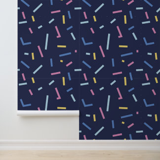 Kleurrijke Confetti Patroon Navy Blue Behang
