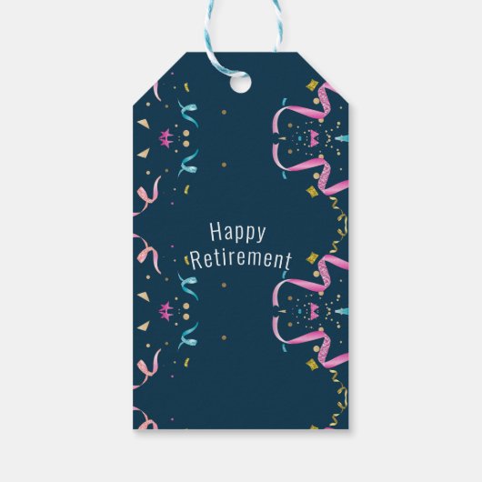 Kleurrijke Confetti Pensioen Cadeaulabel (Achterkant)