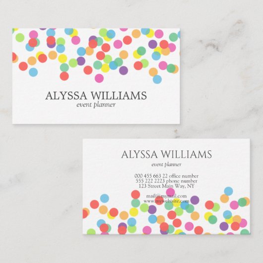 Kleurrijke Confetti Rainbow Modern Fun Stippen Visitekaartje (Voorkant / Achterkant)