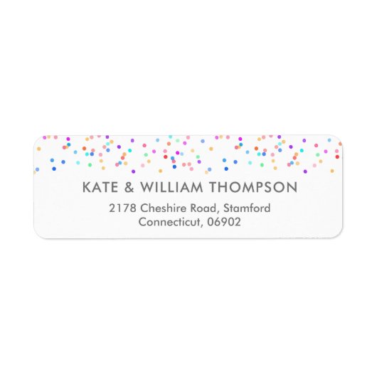 Kleurrijke Confetti Retouradres Etiket (Voorkant)