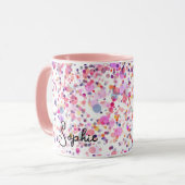 Kleurrijke Confetti roze Abstracte gepersonaliseer Mok (Voorkant links)